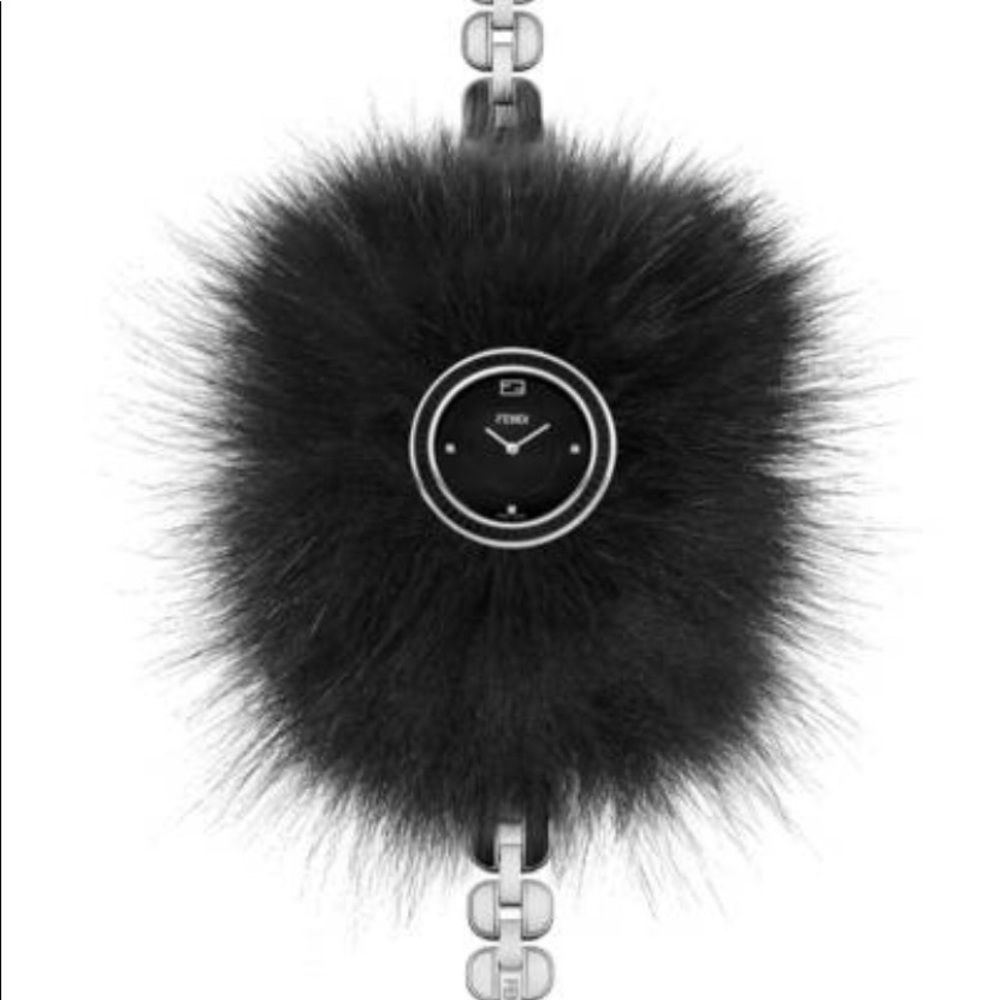 FENDI Quartz Genuine Fox Fur Bracelet Watch, 36mm